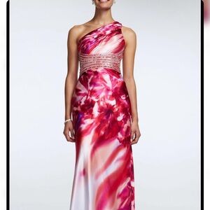 Adam One-Shoulder Red and White Dress